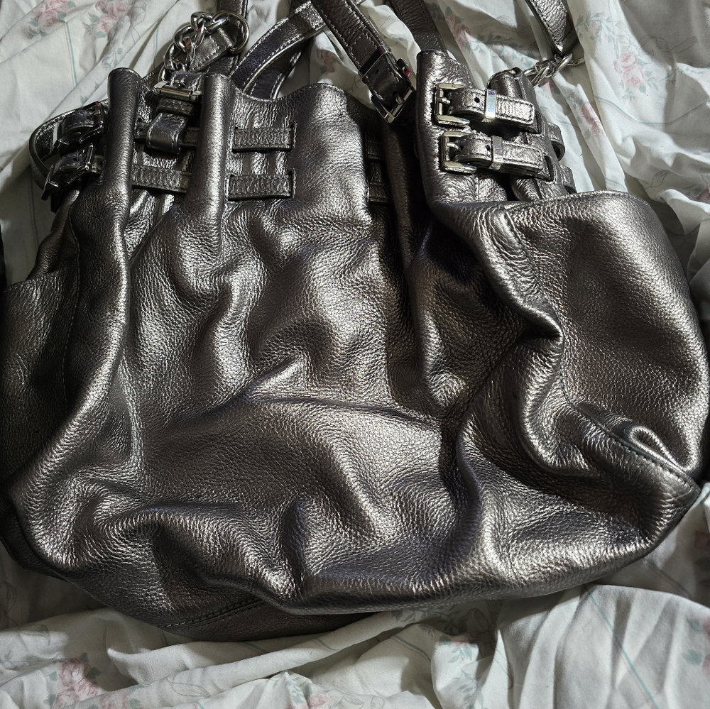 Michael Kors Silver Leather Bag